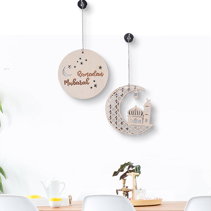 Ramadan Circle Moon Wood Piece Wall Decor Wall Hanging Modern Simple Home Decor Wall Decor eprolo