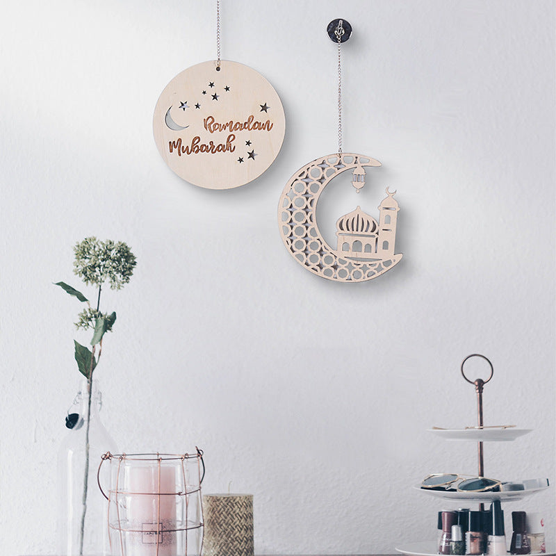 Ramadan Circle Moon Wood Piece Wall Decor Wall Hanging Modern Simple Home Decor Wall Decor eprolo