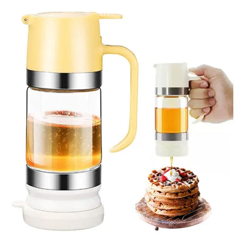 300ml Durable Glass Honey Dispenser with Handle, Transparent, Drip-Proof Press Pump for Bread, Honey Pot - Elevate
