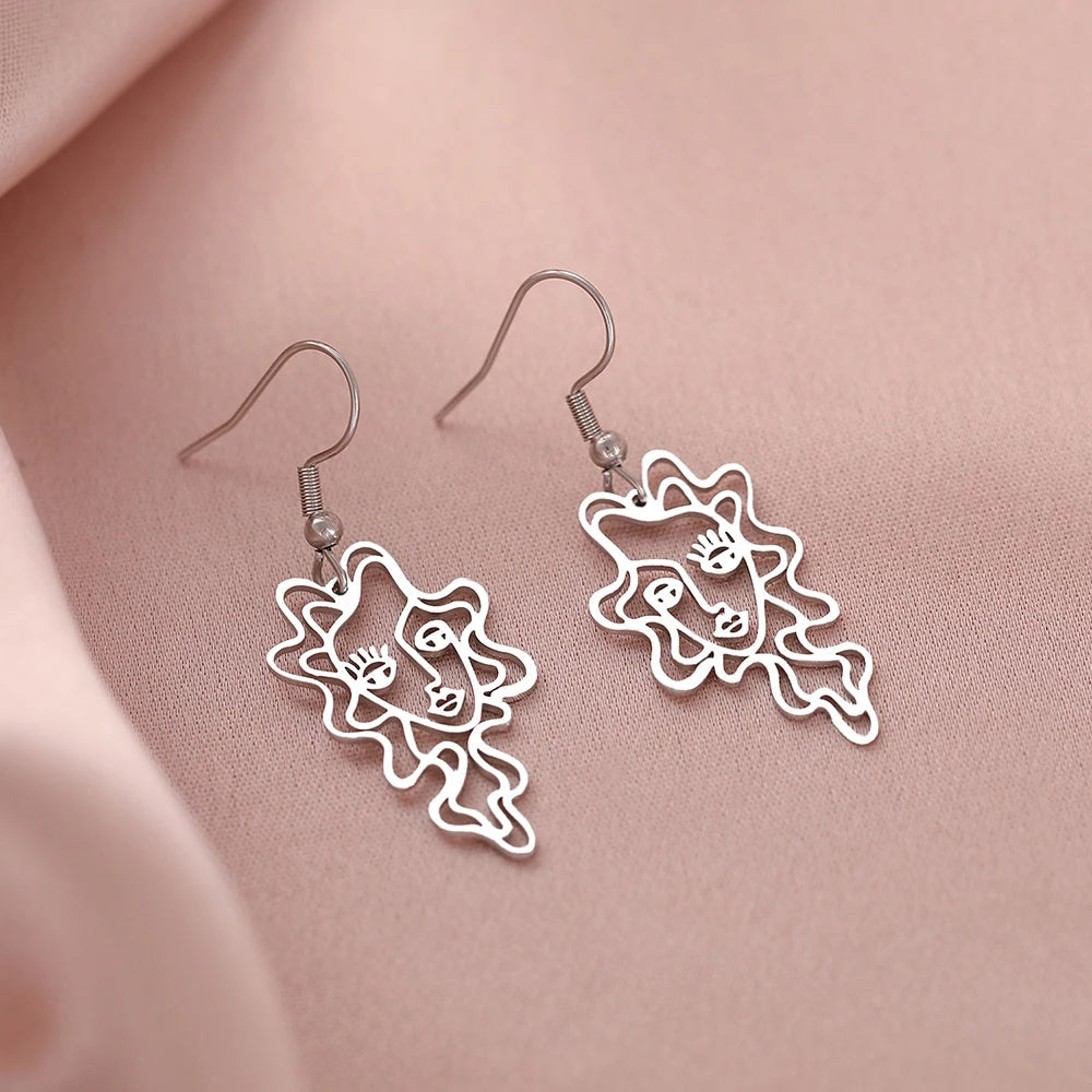 Stainless Steel Earrings Abstract Design Beauty Fine Fashion Pendant Drop Earrings For Women Jewelry Temperament Girl Daily Wear - Elevate