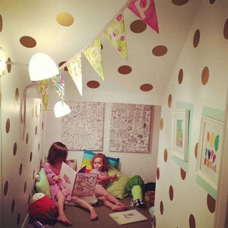 Gold polka Dots Wall Sticker Wall Art Decals Removable Kids Children Room home decoration Golden DIY Dot Stickers Home Decor eprolo
