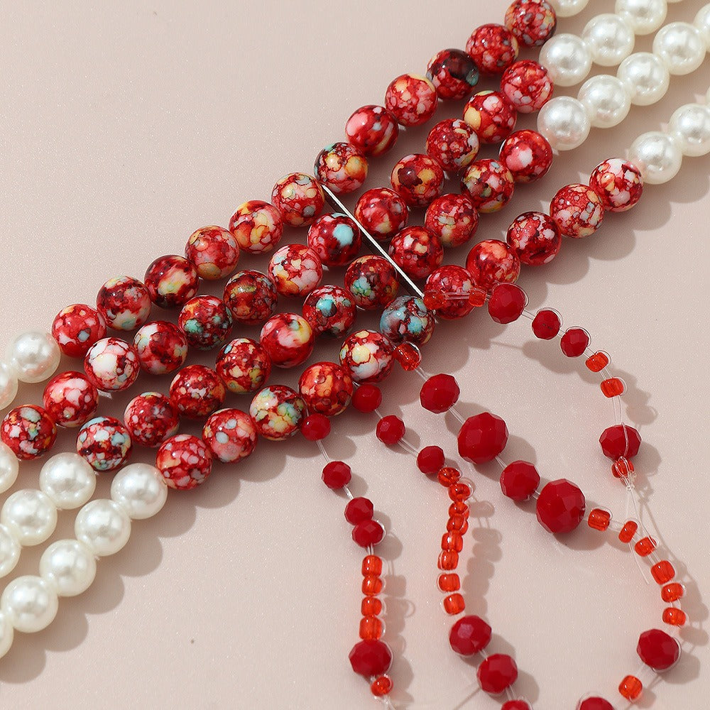 Pearl Neckchain Tassel Multilayer Halloween Necklace Female European and American Beaded Bridal Ornament - Elevate