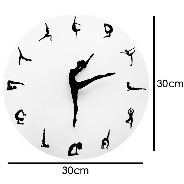 Yoga Postures Wall Clock GYM Fitness Flexible Girl Silent Modern Clock Watch Home Decor Meditation Decor Yoga Studio Relax Gift eprolo