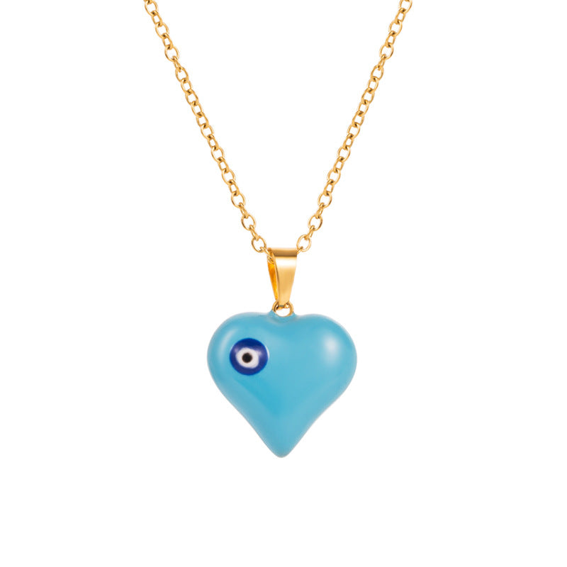 Versatile Love Devil's Eye Pendant Titanium Steel Necklace Small Personality Versatile Neckchain Chain - Elevate