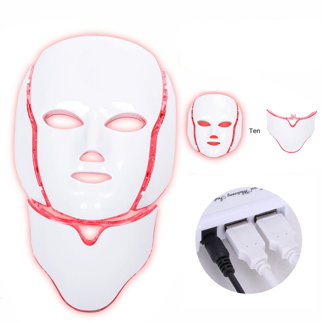 Home LED Colorful Photon Rejuvenation Device with Neck Beauty Mask Spectrometer Facial Whitening and Rejuvenation Beauty - Elevate