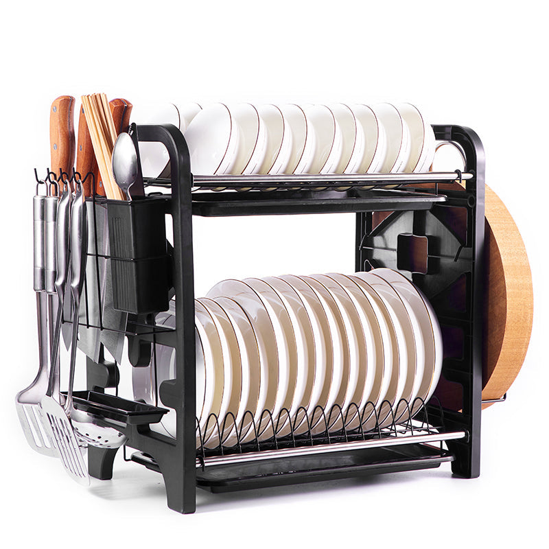 2 Layers Stainless Steel Dish Storage Rack Kitchen Storage Holder Dish Bowl Drain Rack - Elevate