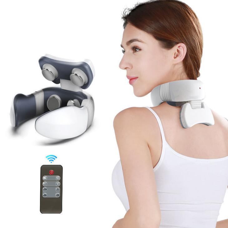 Magnetic Pulse Vibration Neck Massager for Pain Relief Health Care Relaxing Health Deep Tissue Cervical Massage Remote Control - Elevate