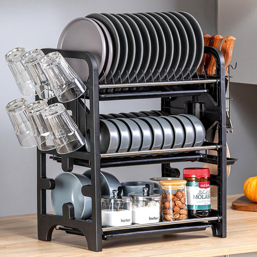 2 Layers Stainless Steel Dish Storage Rack Kitchen Storage Holder Dish Bowl Drain Rack - Elevate