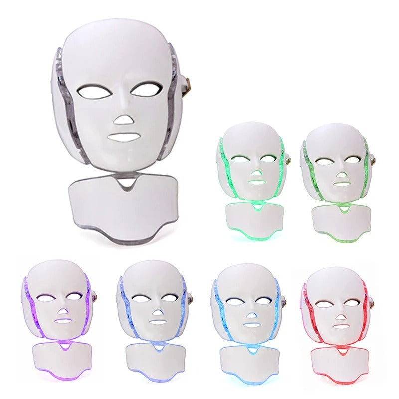 Home LED Colorful Photon Rejuvenation Device with Neck Beauty Mask Spectrometer Facial Whitening and Rejuvenation Beauty - Elevate