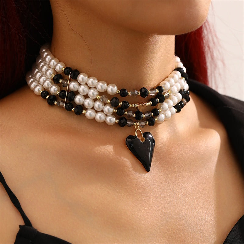 Pearl Neckchain Tassel Multilayer Halloween Necklace Female European and American Beaded Bridal Ornament - Elevate