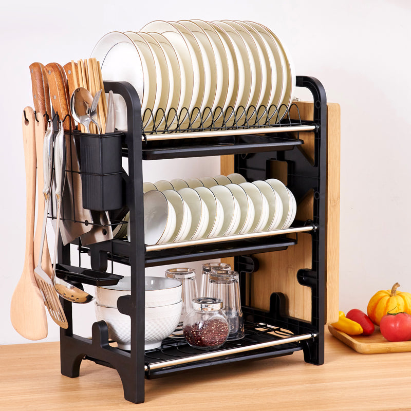 2 Layers Stainless Steel Dish Storage Rack Kitchen Storage Holder Dish Bowl Drain Rack - Elevate