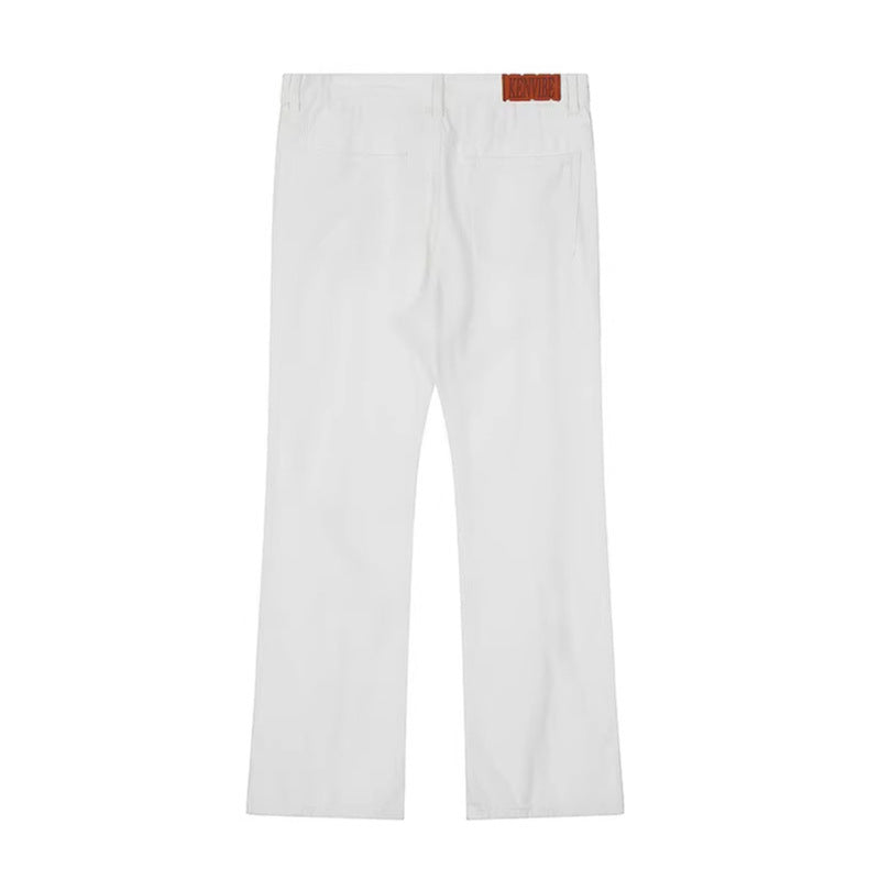 Cool Zipper Flared Denim Pants Casual Loose Slim Fit Trousers - Elevate