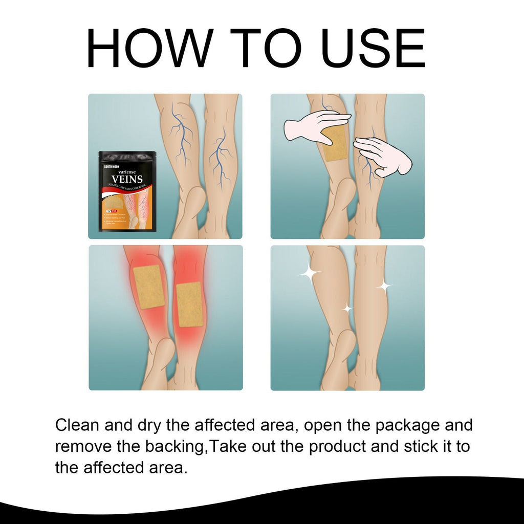 Venous health patch relieves varicose blood vessel blockage and protrusions in the feet. Cold compress venous health patch - Elevate