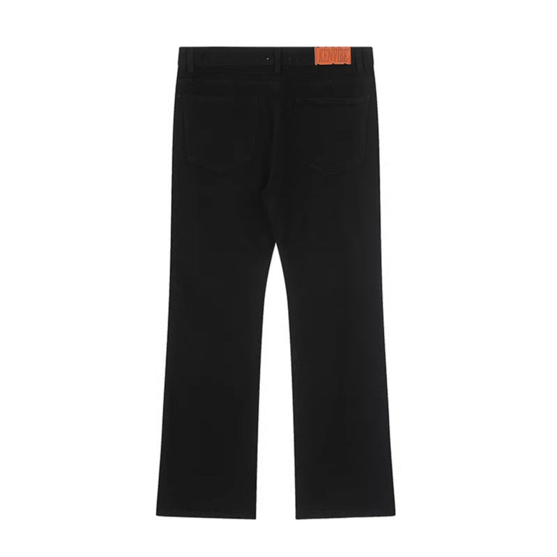 Cool Zipper Flared Denim Pants Casual Loose Slim Fit Trousers - Elevate