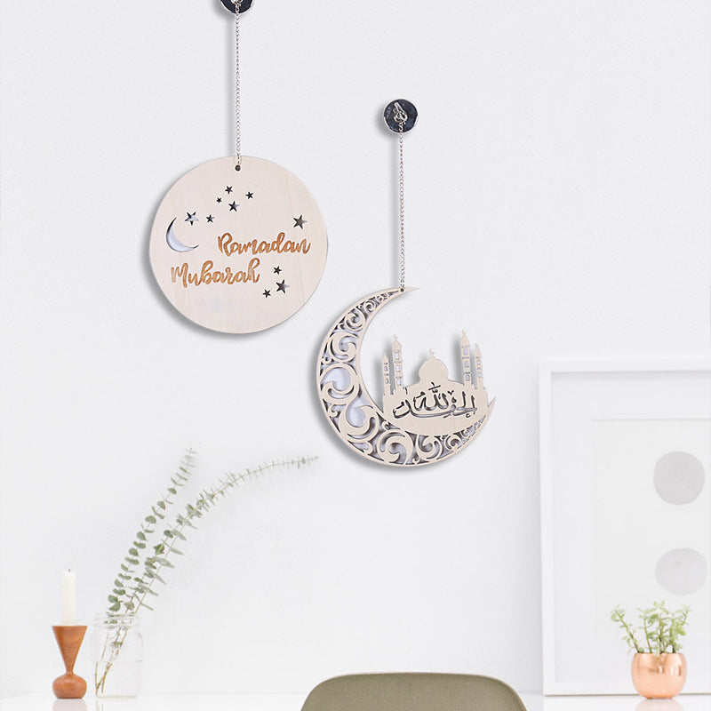 Ramadan Circle Moon Wood Piece Wall Decor Wall Hanging Modern Simple Home Decor Wall Decor eprolo