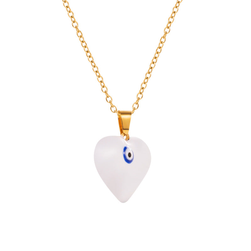 Versatile Love Devil's Eye Pendant Titanium Steel Necklace Small Personality Versatile Neckchain Chain - Elevate