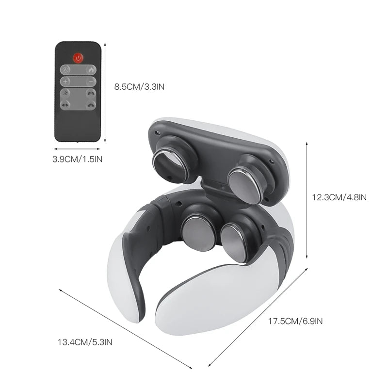 Magnetic Pulse Vibration Neck Massager for Pain Relief Health Care Relaxing Health Deep Tissue Cervical Massage Remote Control - Elevate